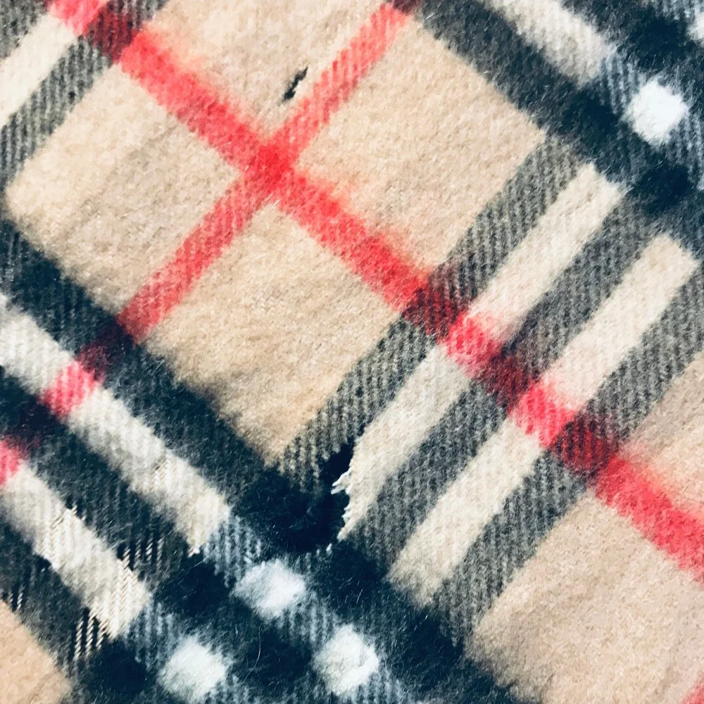 Burberry Nova Check Scarf Unisex OS Beige Distressed Fringed Vintage Plaid READ